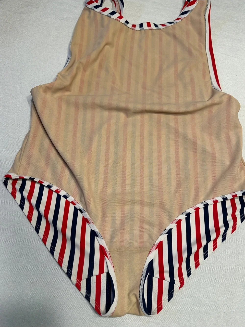 SWIM by Cacique Striped Bikini Top in Red, Navy & Beige